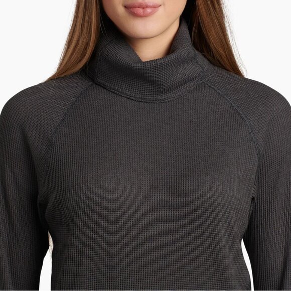 Kuhl | Petra Waffle Turtleneck Base Layer Charcoal Gray Outdoors | Size Small - Picture 2 of 14